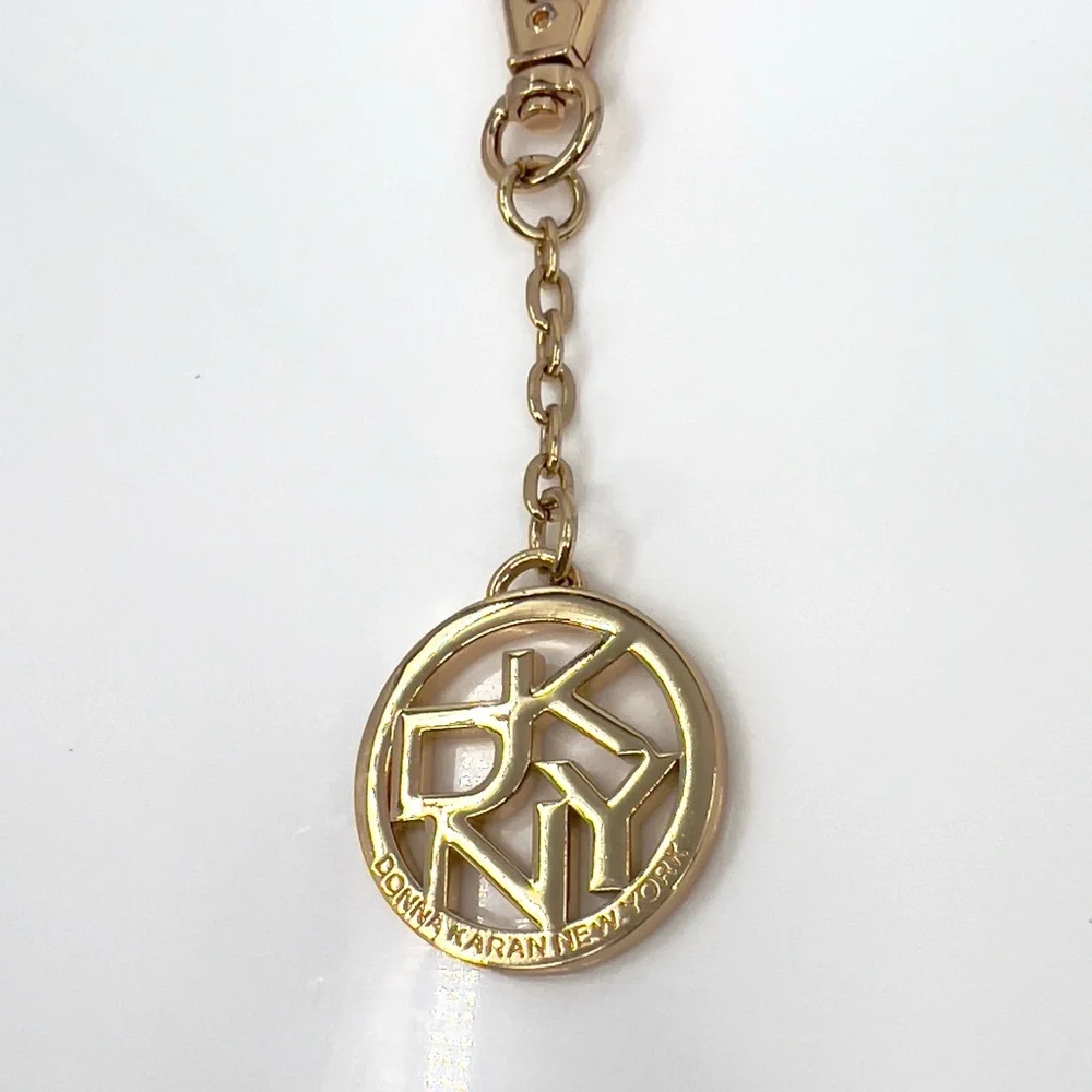DKNY Donna Karan Gold Plated Logo Keychain Tag